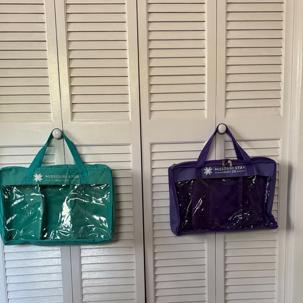 Missouri Star Quilts Clear Tote Bag — Teal and Purple